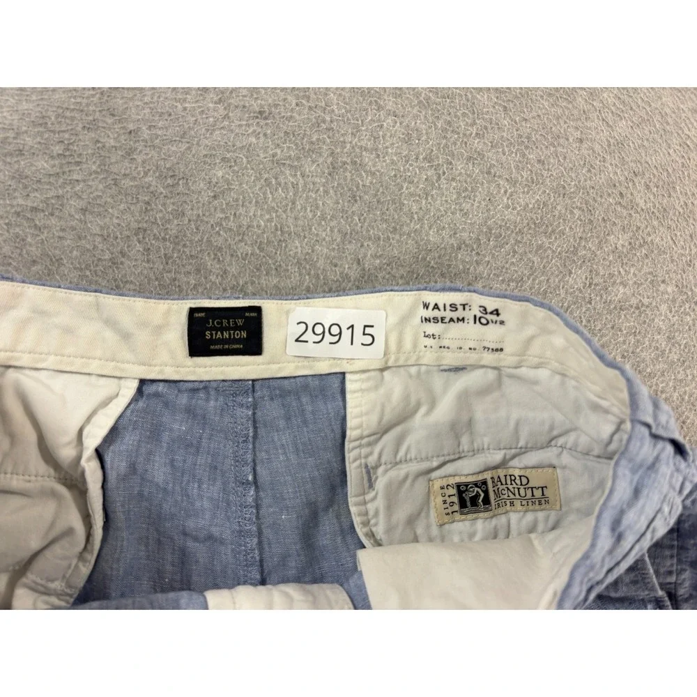 J Crew Stanton Irish Linen Casual Summer Shorts (Men's 34) Blue - 10